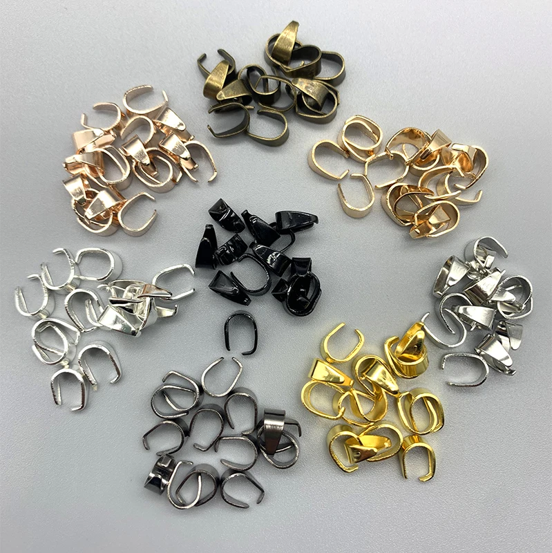 

Multicolor Necklace Pendant Clips Pinch Bail Clasps Buckle Charm Necklace Hook Connector DIY Jewelry Making Accessories 100Pcs