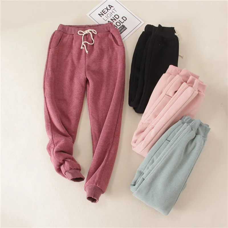 

Winter Women Plus Cashmere Loose Casual Sports Pants Thickened Lamb Cashmere Warm Pants Harem Pants Women