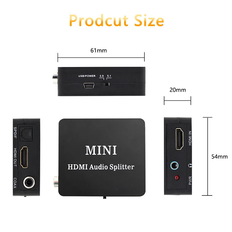 Мини HDMI аудио сплиттер 5 1 HDCP 2 преобразователь в SPDIF коаксиальный 1080p 0 |