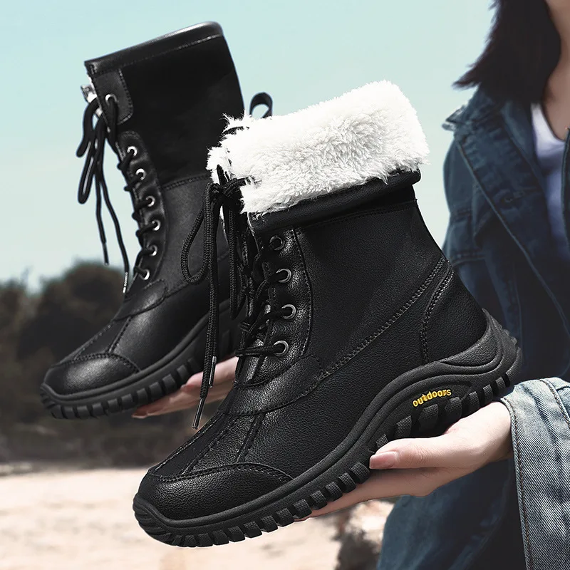 

Winter Snow Boots Women Mid-calf Boots Popular Short Boots Plus velvet Walking Shoes Keep Warm Shoes Student Women Casual Shoes