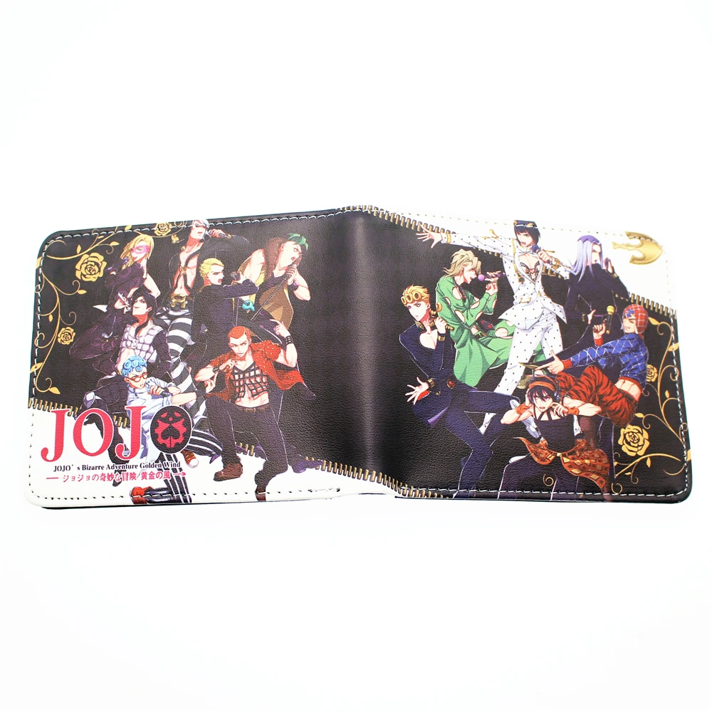 Аниме JoJo's Необычные Приключения PU короткий кошелек Двойные фото держатель для карт слоев мальчиков монета карман кожаный мультфильм печати кошелек