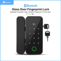 smardeer glass door electronic lock with key bluetooth fingerprint smart door lock unlock via fingerprintcardpasswordkeyapp