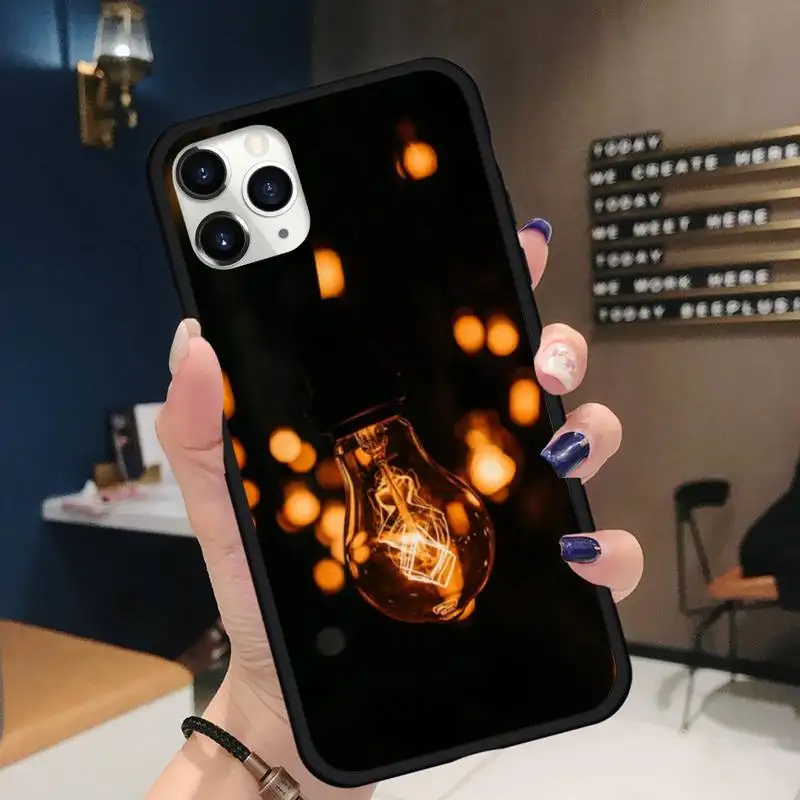 

Warm light bulb ningt Phone Cases for iPhone 11 12 pro XS MAX 8 7 6 6S Plus X 5S SE 2020 XR Soft silicone Shell Cover Funda