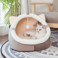 warm soft cat bed winter house cave pet dog nest kitten small medium sized accessories sleeping bag