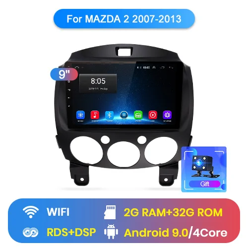 WIFI (2GB 32GB) Junsun V1 Android 9,0 2G+ 32G DSP автомобильный Радио Мультимедиа Видео плеер для MAZDA 2 2007-2013 навигация gps 2din Авторадио - Цвет: WIFI (2GB 32GB)