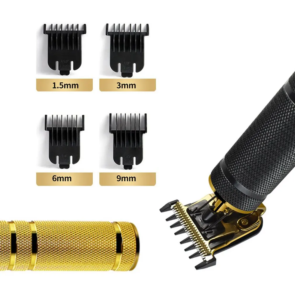 

USB Rechargeable Hair Clipper Stripe Pattern Beard Shaving Styling Oil Baldheaded Hair Clipper Electric For Hair Salon