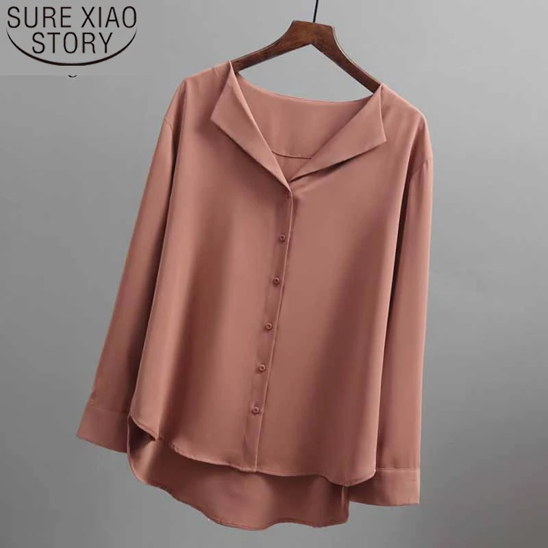 2020 Новая модная женская блузка с длинным рукавом Женские рубашки шифоновая блуза