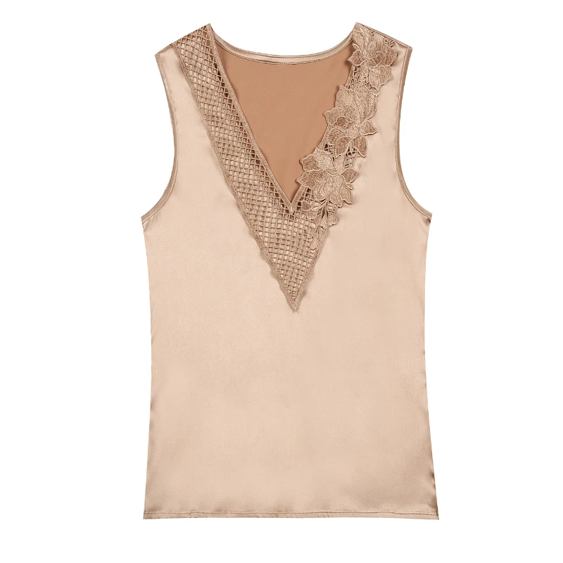 

Korean Fashion Silk Tank Top Women Satin Office Lady Tank Top Lace Solid Plus Size XXXL/4XL White Clothing for Women