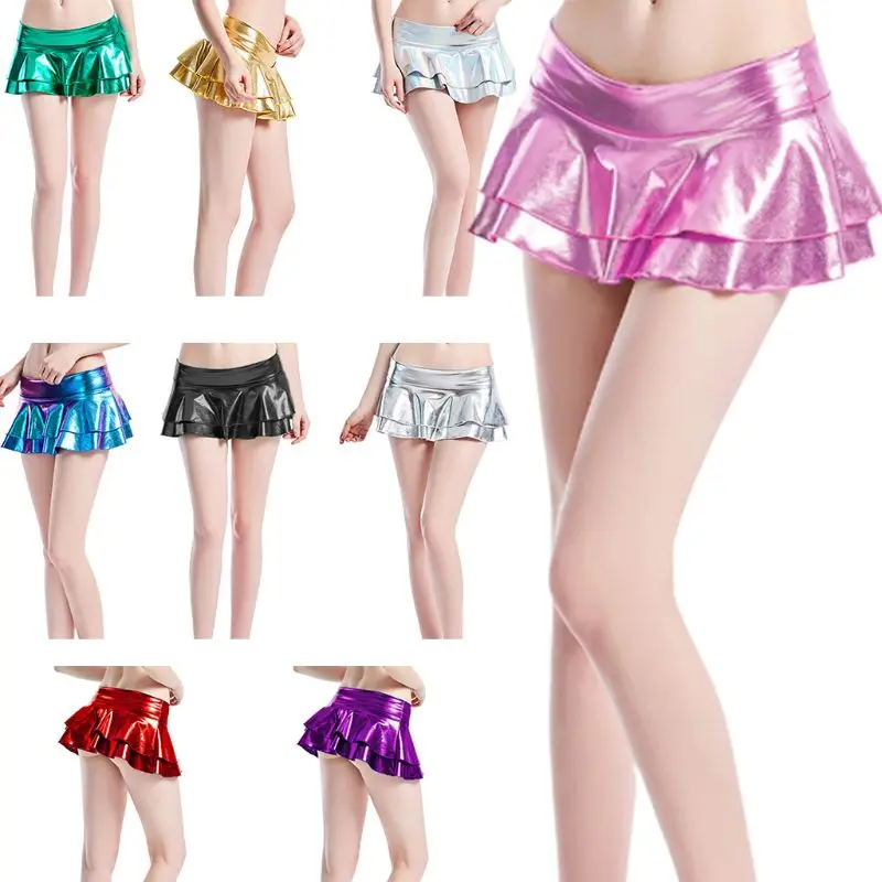 Женская двухслойная плиссированная мини юбка с оборками Клубная одежда