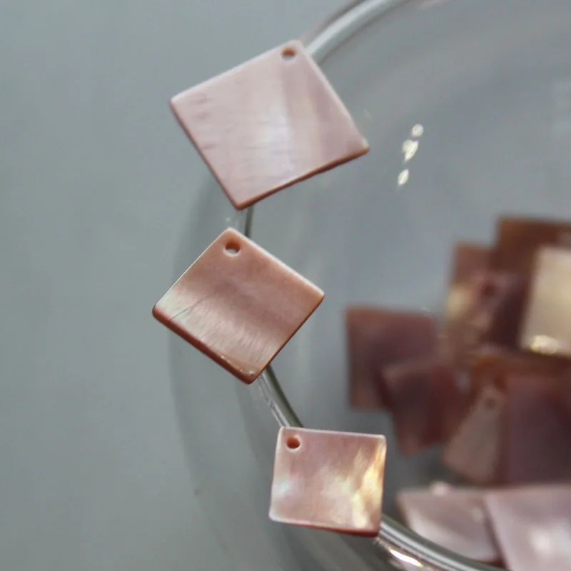 5 шт./пакет натуральная ракушка розовая квадратная Подвеска 10 мм 12 отверстие в