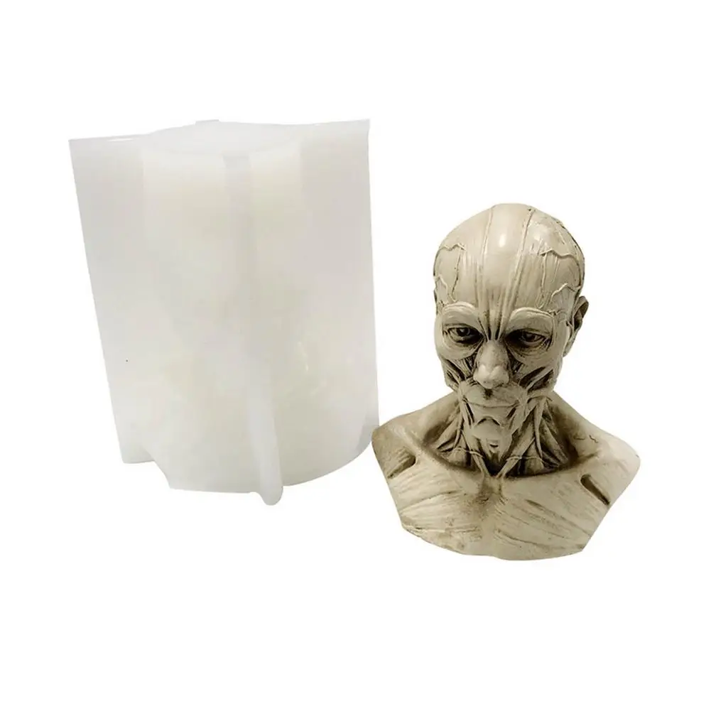 Molde de silicona con forma de calavera 3D, accesorio hecho a mano para hacer velas, manualidades de silicona de alta calidad para fiesta de Halloween-0