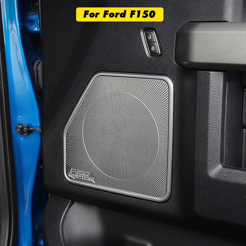 

Для Ford F150 2017-2019 4-дверный Раптор, автомобильная дверная аудиополка, хромированная крышка колонок, обшивка, рамка для сабвуфера, аксессуары