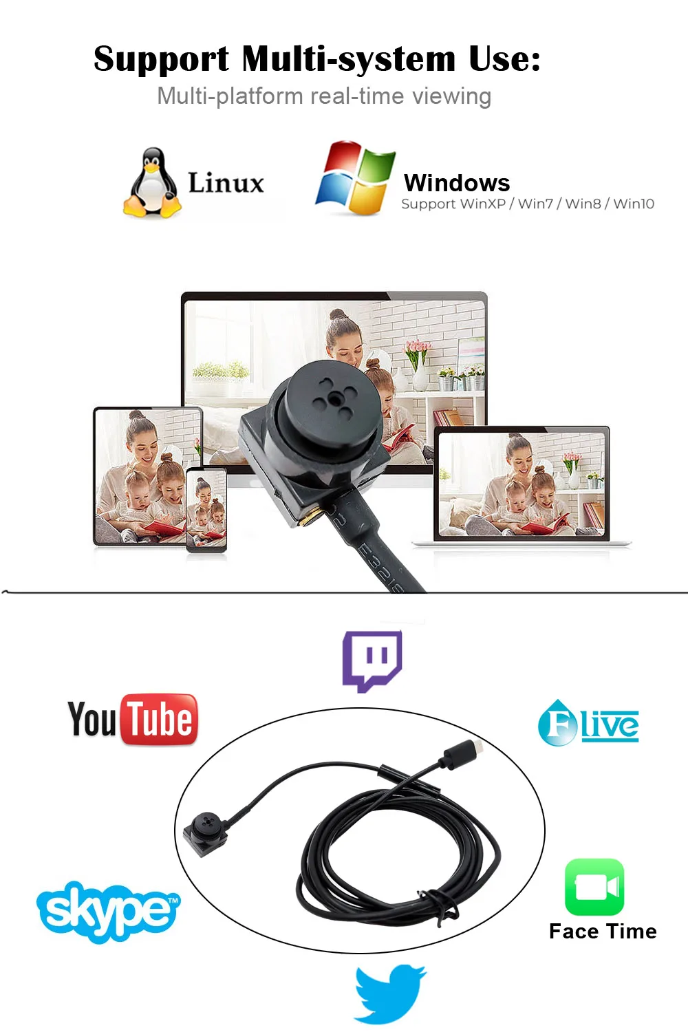 Мини-камера видеонаблюдения Full HD 1080P 720P USB 15*15 мм | Безопасность и защита