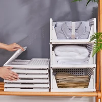 foldable drawer organizer for clothes closet wardrobe stackable plastic storage box home office desktop sundries shelf organizer