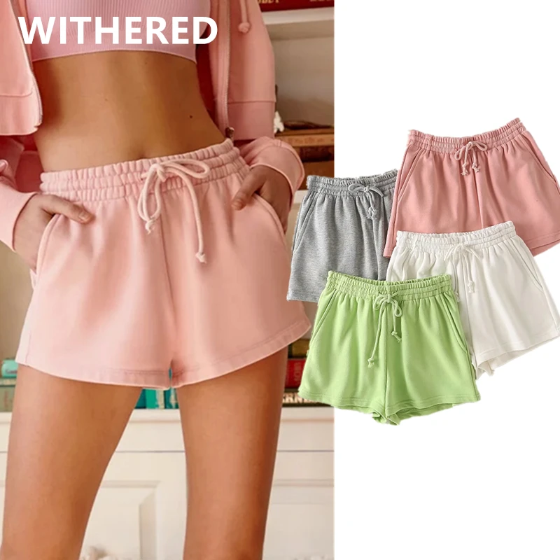 

Шорты Elmsk женские с завязками, модные султанки из махровой хлопковой ткани, шорты-блогеры карамельных цветов, свободные