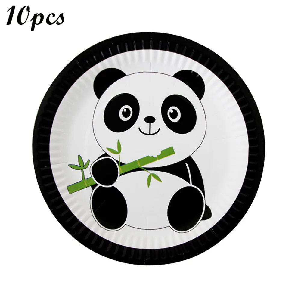 paper plate Милая мультяшная панда тематическая посуда на день рождения одноразовая тарелка для салфеток флаги Мультяшные Детские сувениры Детские вечерние принадлежности для душа - Цвет: paper plate