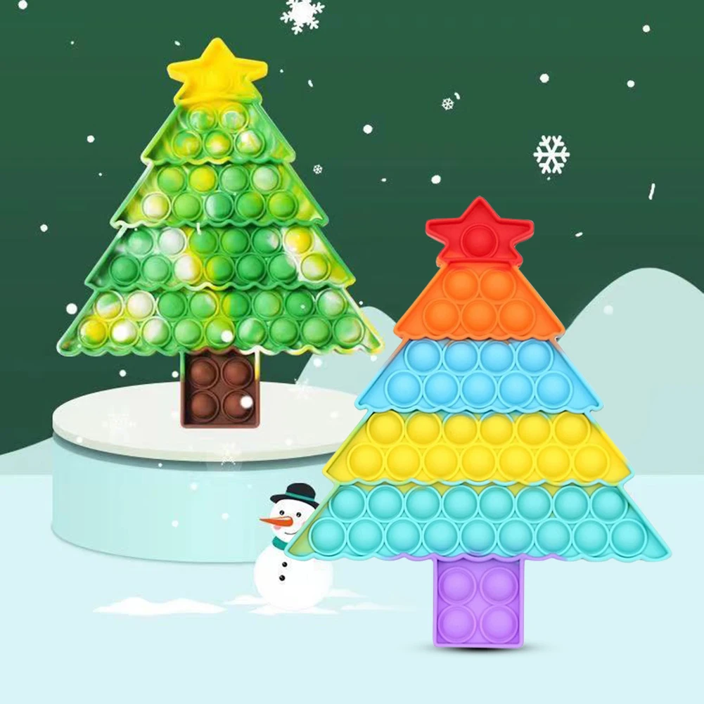 

Christmas Tree Push Bubble Colorful Decompression Press Board Kid Adult Simple Game Sensory Fidget Anti-Stress Christmas Gift