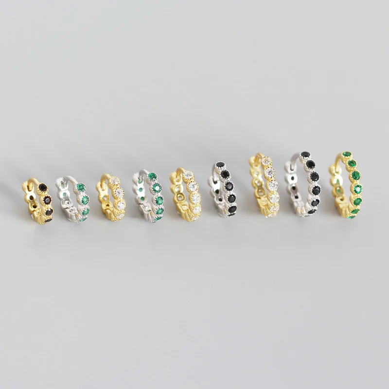 

925 sterling silver hoop earrings for women INS geometric cz zircon earring set auger hipster fold wear ear bones fine jewelry