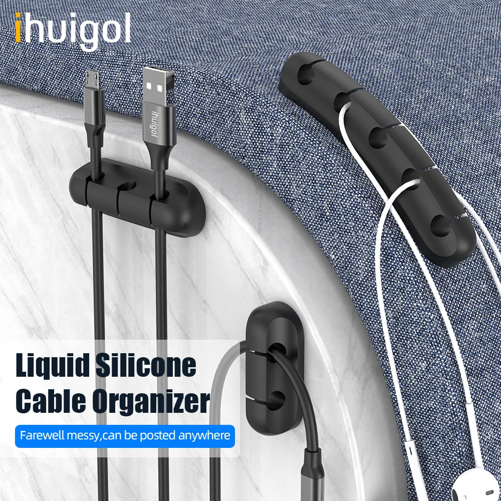 

ihuigol Cable Organizer For Earphone Headset Mouse Cable Storage Management Clips Silicone Wire Winder Holder In Home Office Car