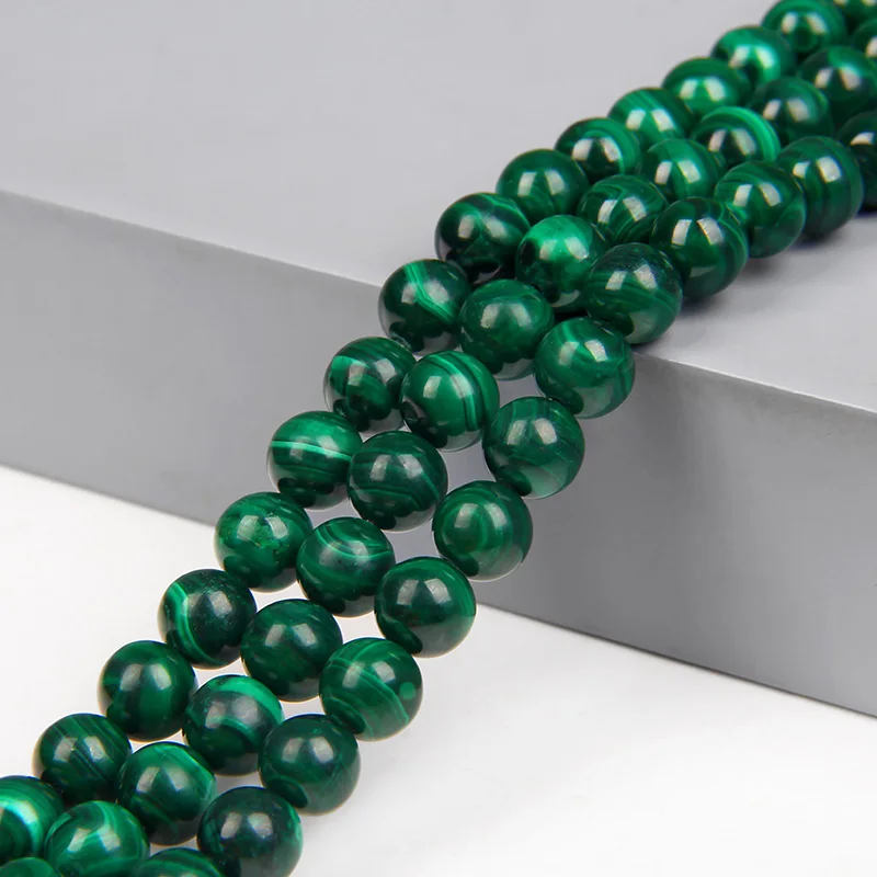 

Wholesale Natural Stone Beads Green Malachite Round Loose Bead For Jewelry Making DIY Bracelet Necklace Accessories 4/6/8mm