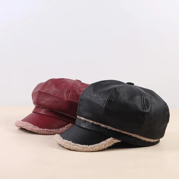 Женская шапка из овечьей шерсти зимняя плотная теплая восьмиугольная кепка