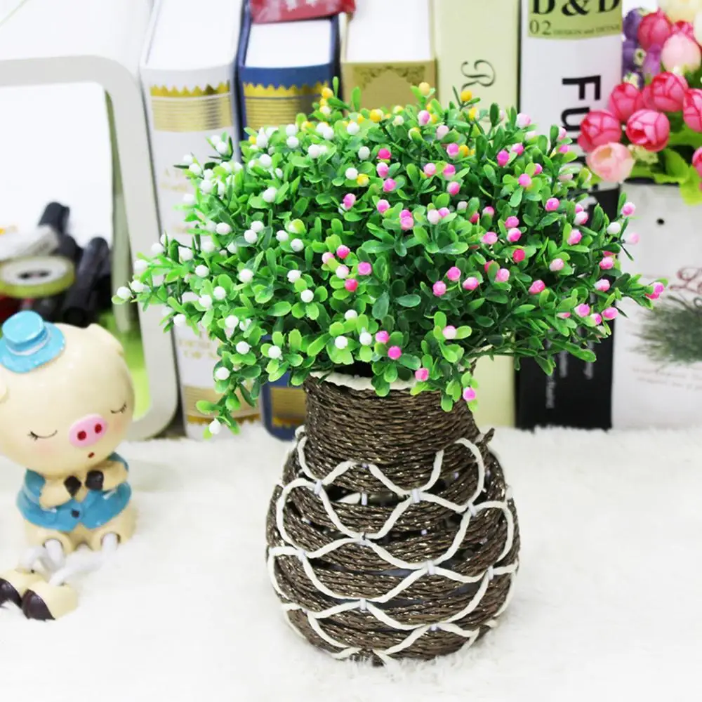 

15 Heads Artificial Aglaia Odorata Flowers Plant Home Wedding Party Decoration Lifelike Potted Ornaments Craft Plant Decorative