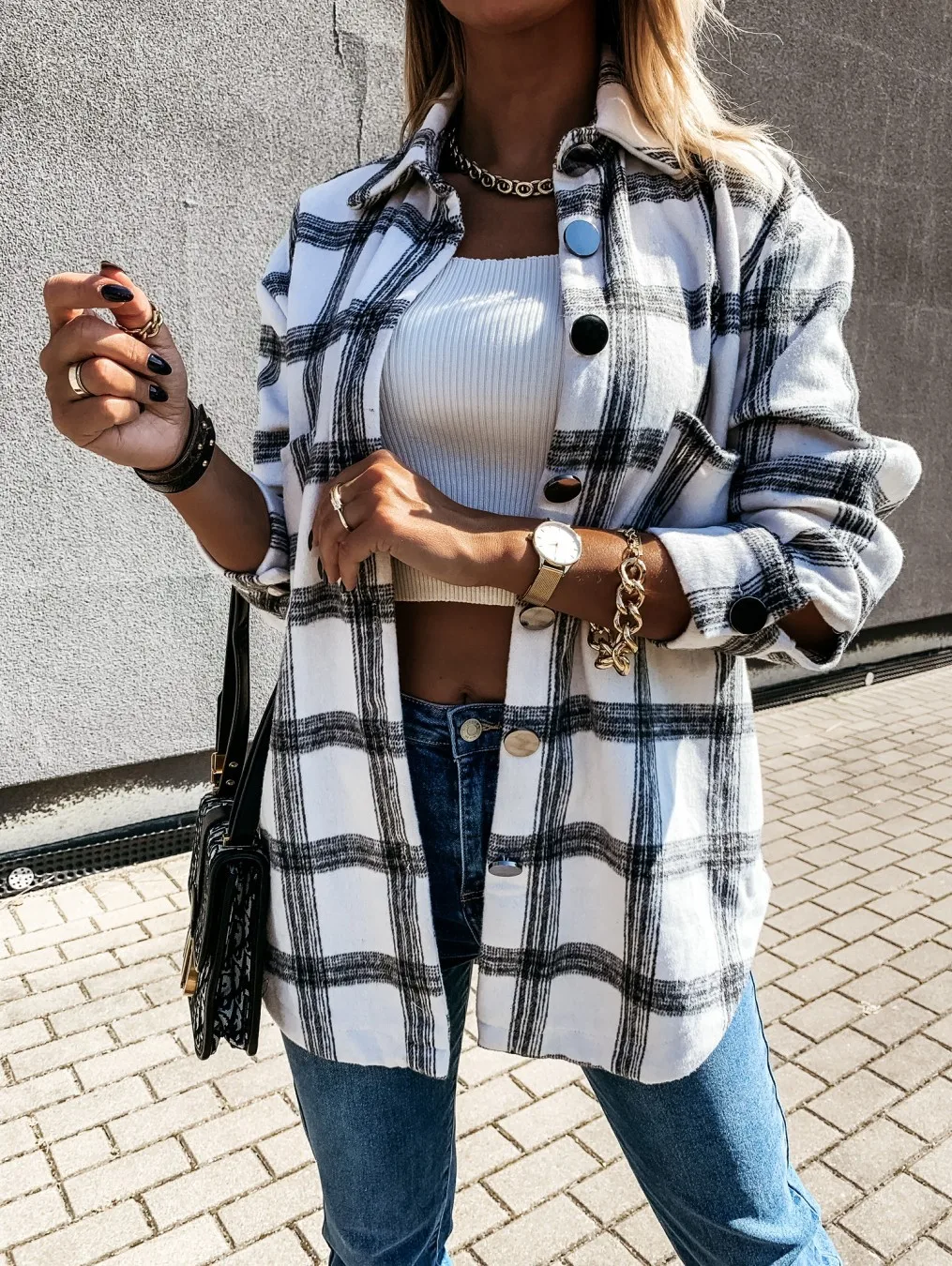 

2021 Fashion Women Long Sleeve Plaid Shirt Coats Top Spring Autumn Casual Lapel Cardigan Jackets Outerwear Streetwear