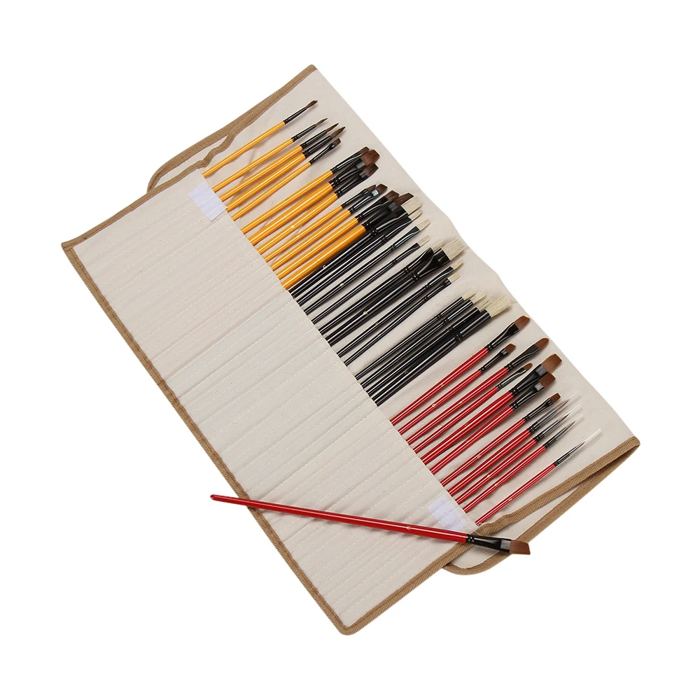

36Pcs Paint Brushes Set PaintBrushes Starter Kit Includes Taklon/ Bristle/ Horse Hair Brushes for Acrylic Oil Watercolor