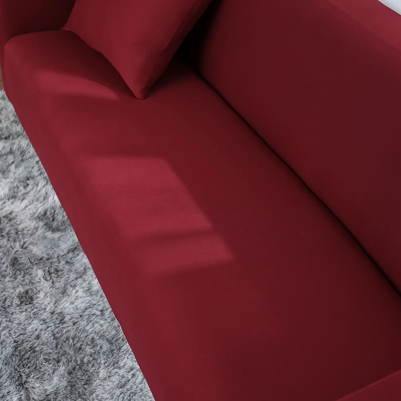 95% Polyester Fiber Solid Color Red Sofa Set Double-seat Couch Cover Stretch Covers For Living Room Flexible Comfortable | Дом и сад