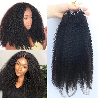 brazilian afro kinky curly micro links human hair extensions curly micro loop hair extensions for black women 100 strandspack