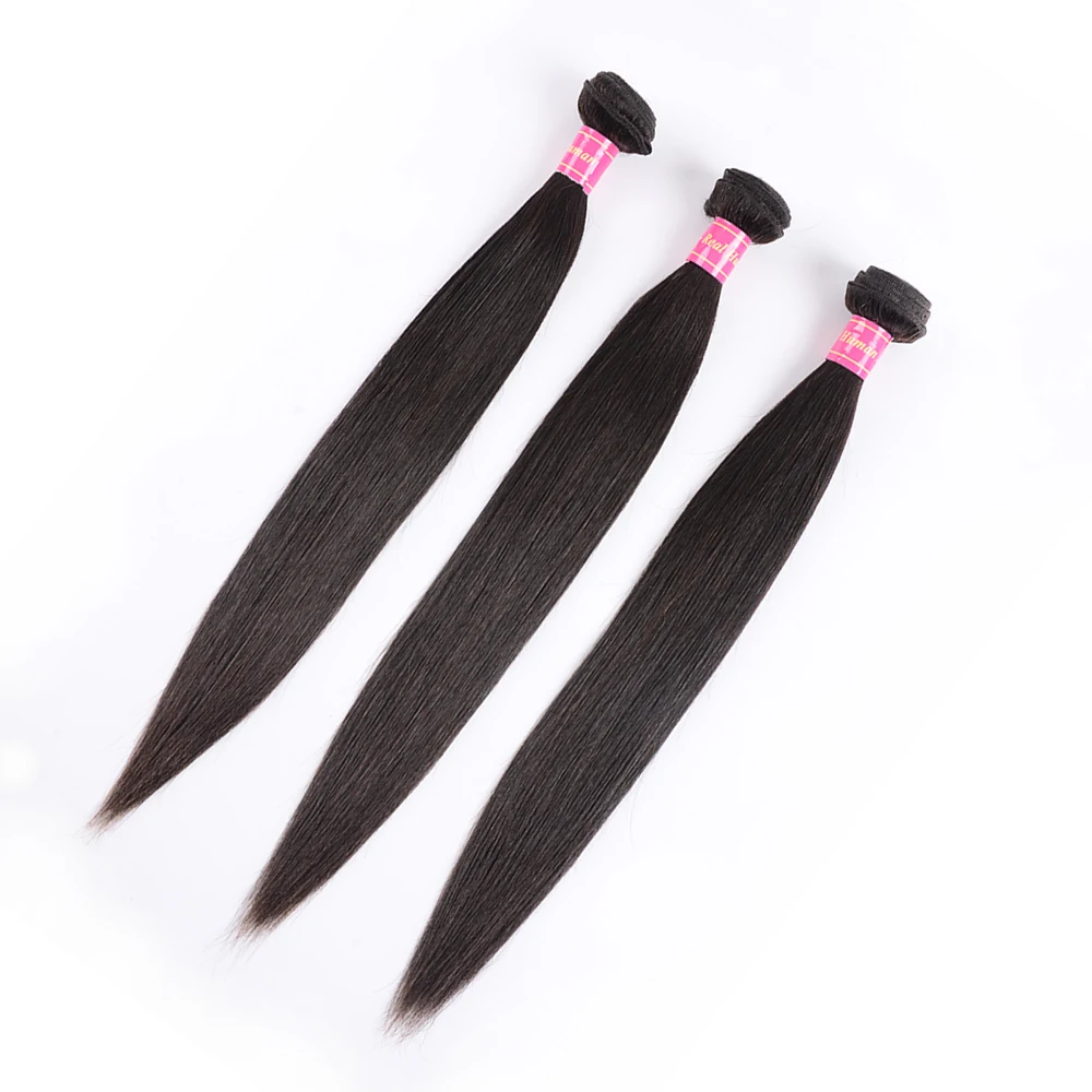 Прямые пучки волос с закрытием перуанские человеческих не Remy волосы ткет|3/4 пучка