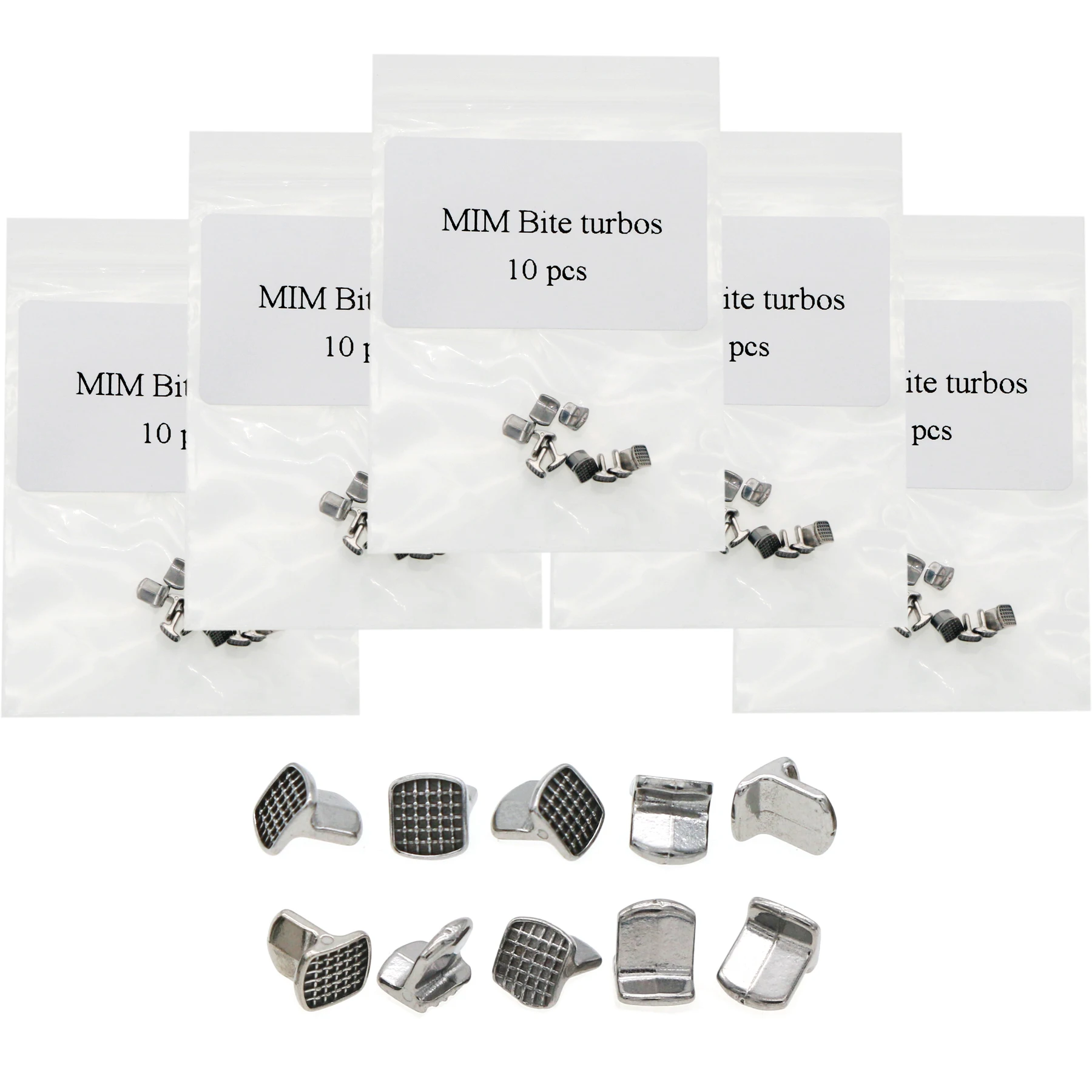 

5 Packs Dental Orthodontic Turbos MIM Bondable Hinge Buccal Tube Lingual Baffle