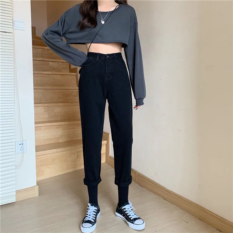 

2998 Autumn 2021 new retro old pants high waist slim thin loose jeans
