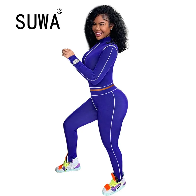 

Newest tracksuit women sets 2 piece long sleeve slim top + high waist sport pants soft sweatpants sweat suit fitness outfits
