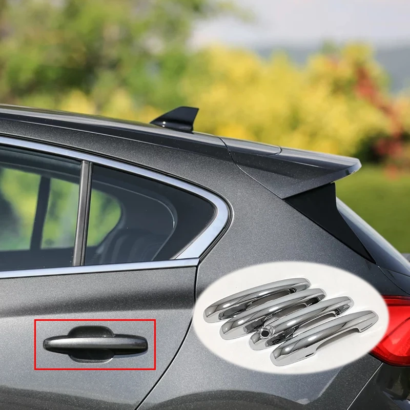 

For Ford Focus 2019 ABS Chrome/Carbon fiber Car door protector Handle Decoration Cover Trim accessories Car Styling 4Pcs