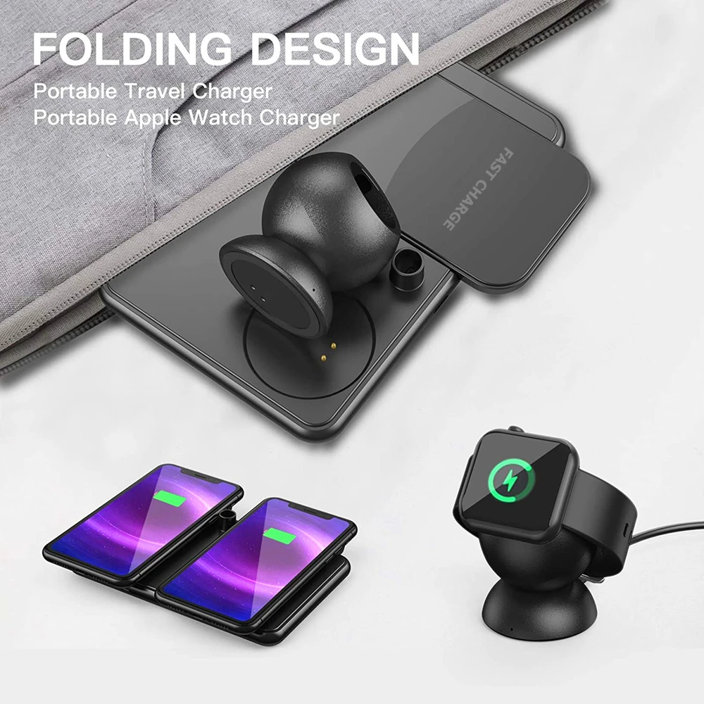 

4 in 1 15W Wireless Charger Dock Fast Charging Station for iPhone 12 11 XR X Apple Watch 6 5 4 3 Airpods Pencil Wireless Charger