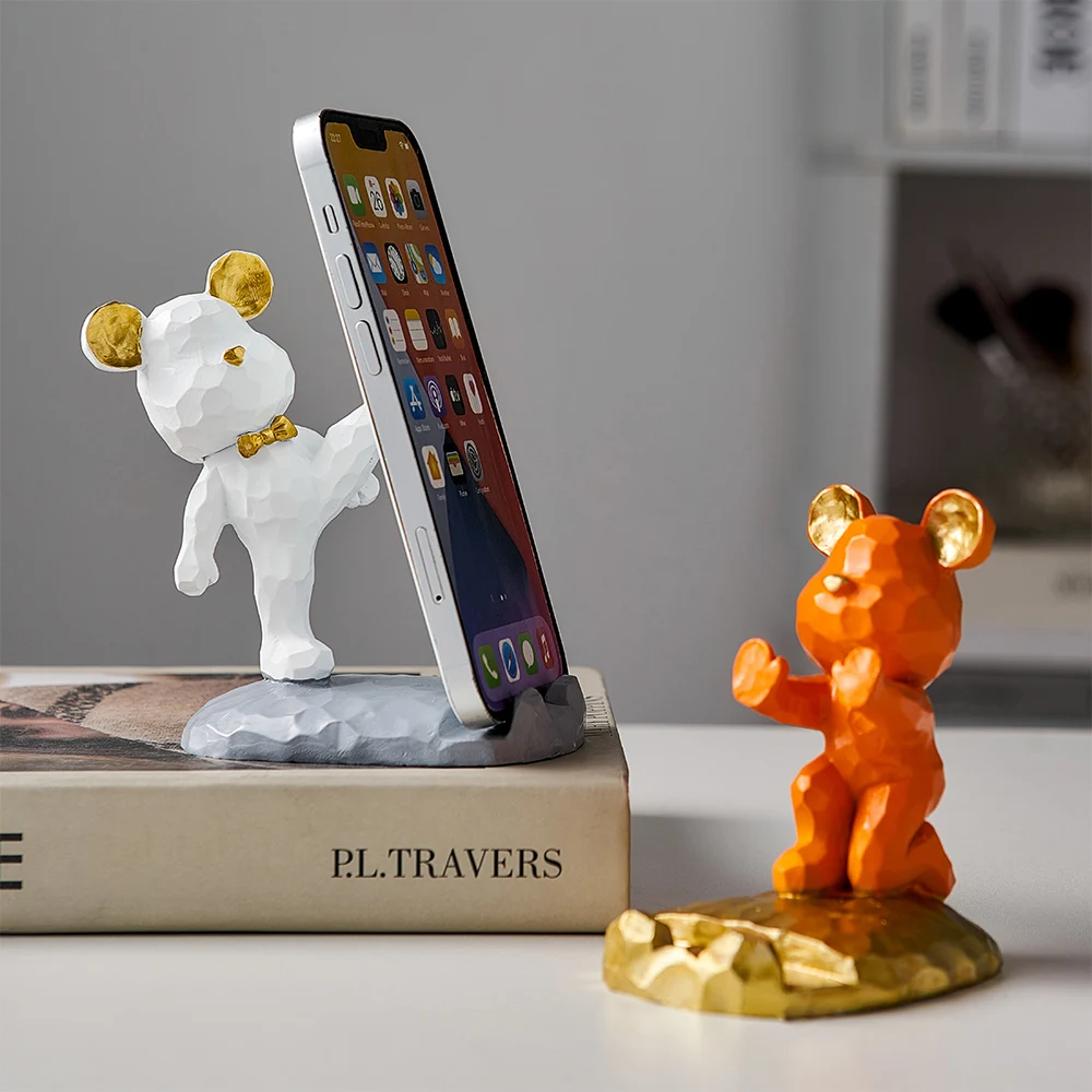 

Mobile Phone Accessories Cute Bear Model Portable Mini Desktop Stand Table Cell Phone Holder Home Decoration Accessories Gifts