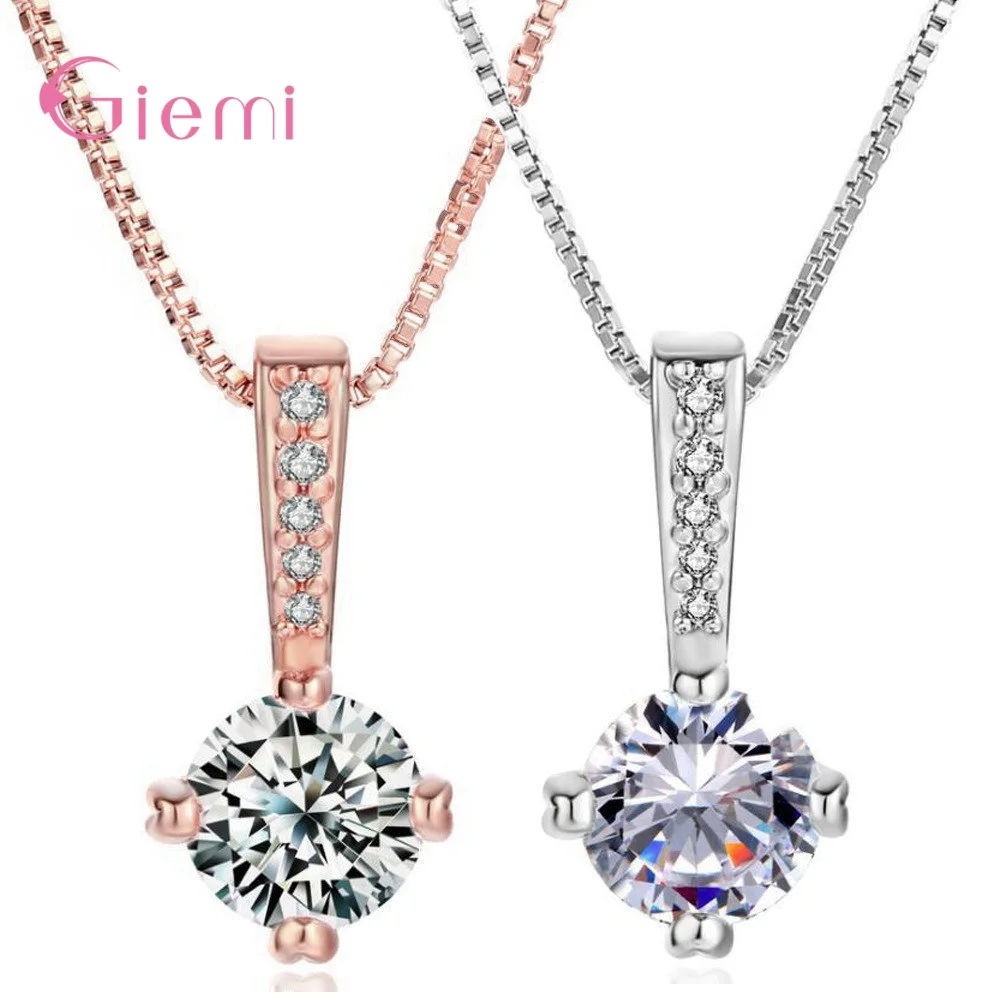 Очаровательные ожерелья из стерлингового серебра 925 пробы блестящий круглый