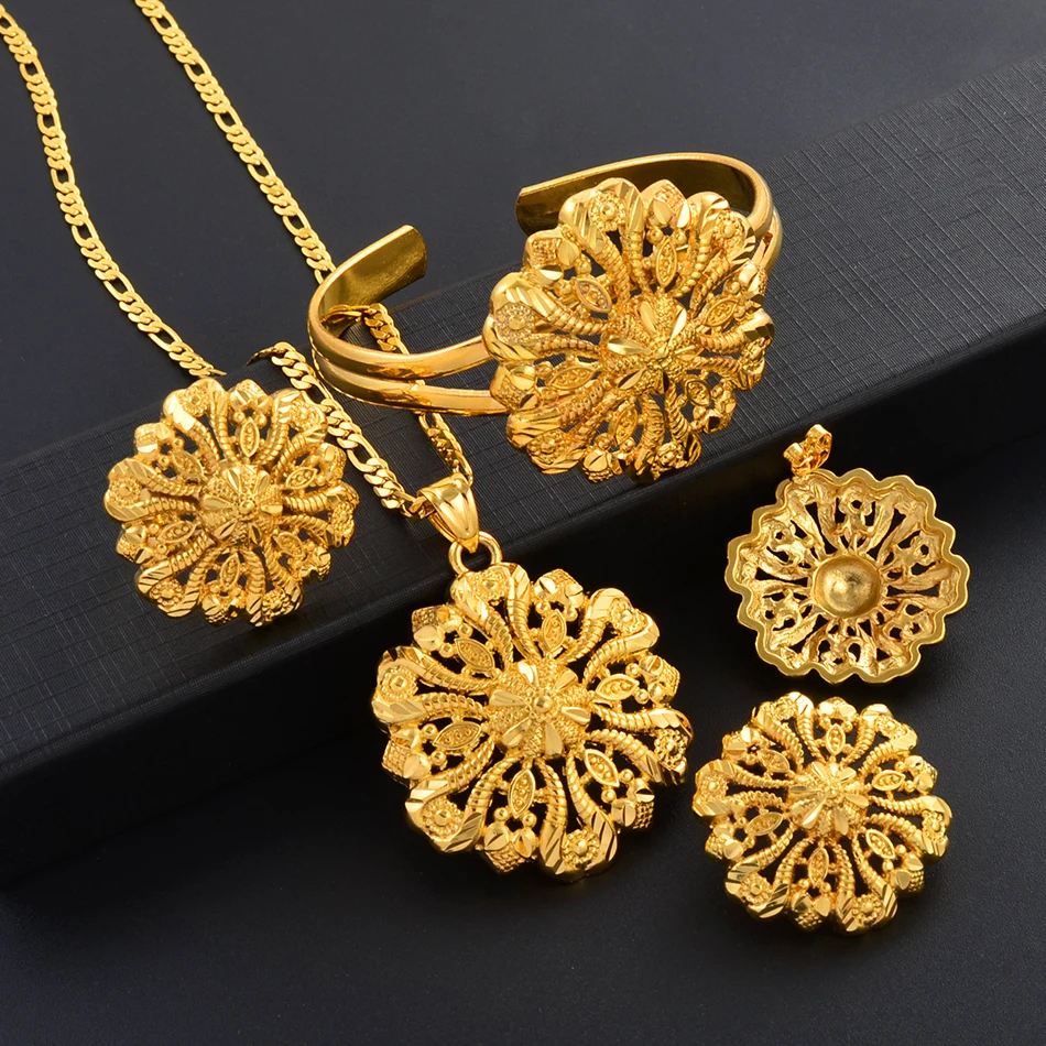 Комплект ювелирных изделий Anniyo ожерелье с подвеской браслет серьги кольцо