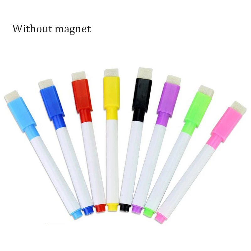 8PCS/Set Brand New Whiteboard Pen Erasable Dry White Board Markers for Office School Supplies - Цвет: Without magnet