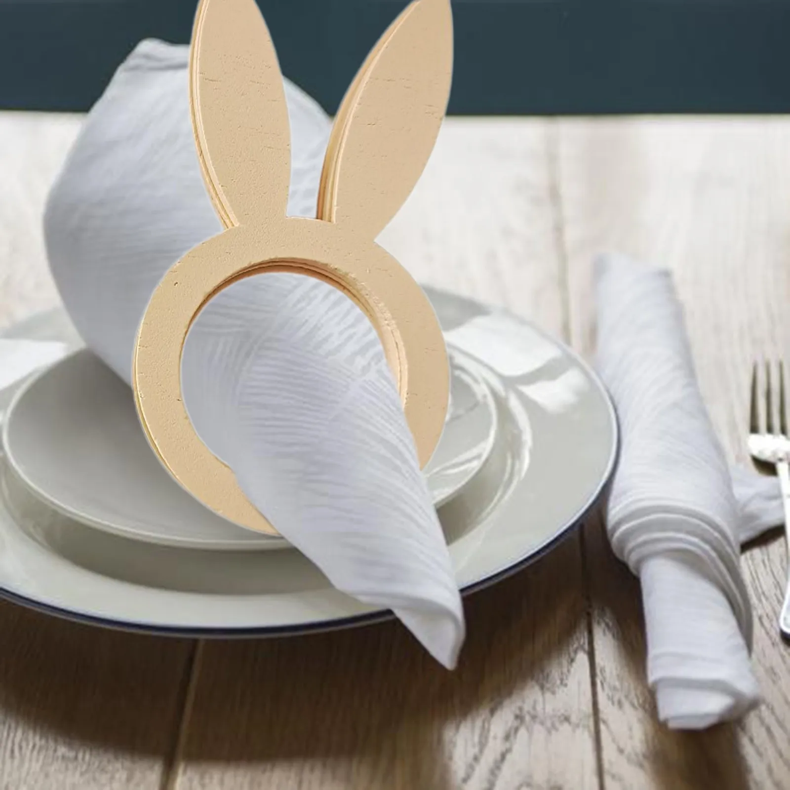 

10PCS Novelty DIY Rabbit Handmade Wood Easter Napkin Ring Decoration For Easter Party Dinner Table Wooden Decor Supplies FN60