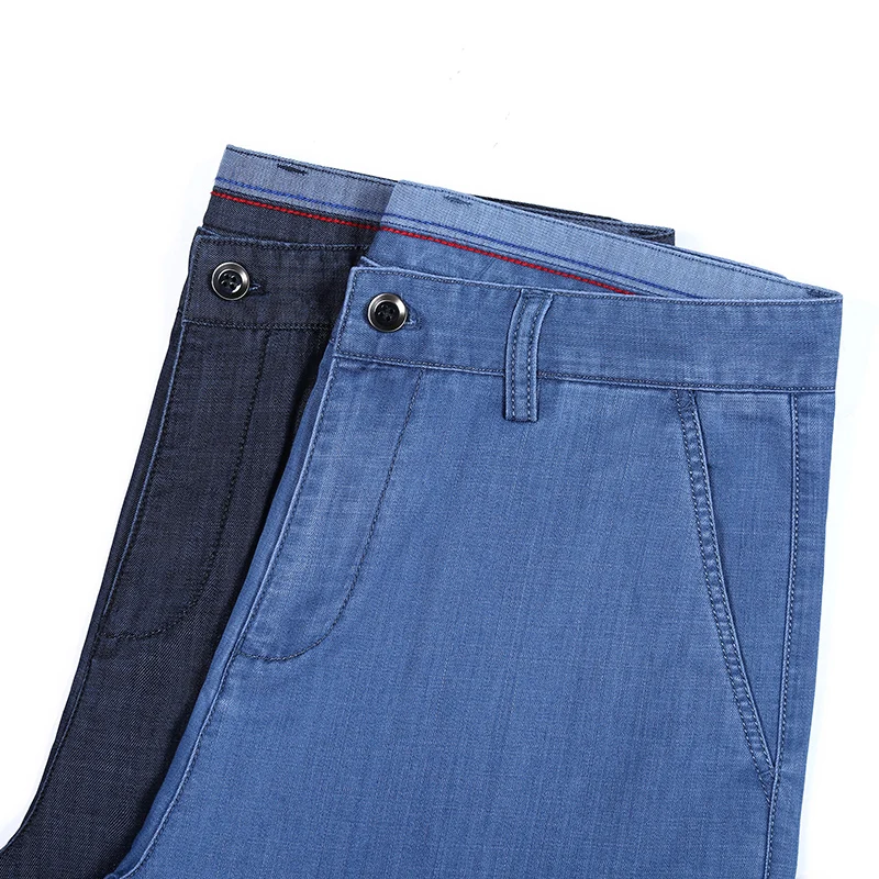 Fashion Loose Straight-Leg Jeans Male Summer Brand Thin Trousers High Quality Men'S Straight Denim Suit Pants Business Casual