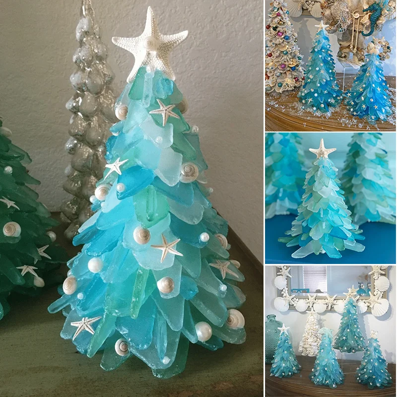 

Christmas Sea Tree Starfish Blue Color System Princess Ornament Small Sea Themed Xmas Desktop Decor Gift For Girls Natal