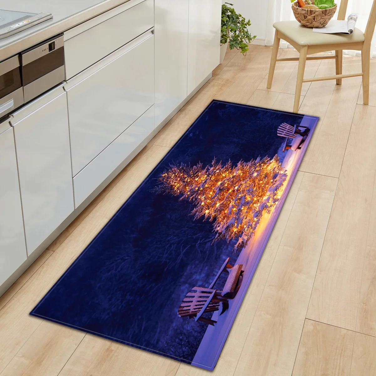 Zeegle Рождественский кухонный ковер для гостиной нескользящий коврик ванной