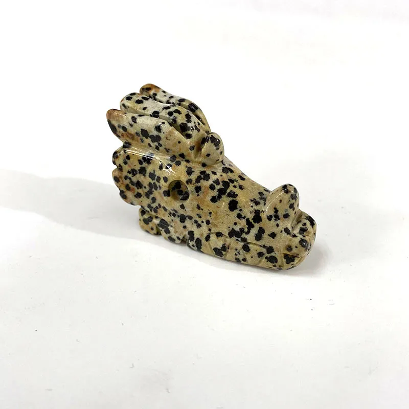 2 дюйма Dalmation яшма череп резной Клык дракона фигурка для украшения