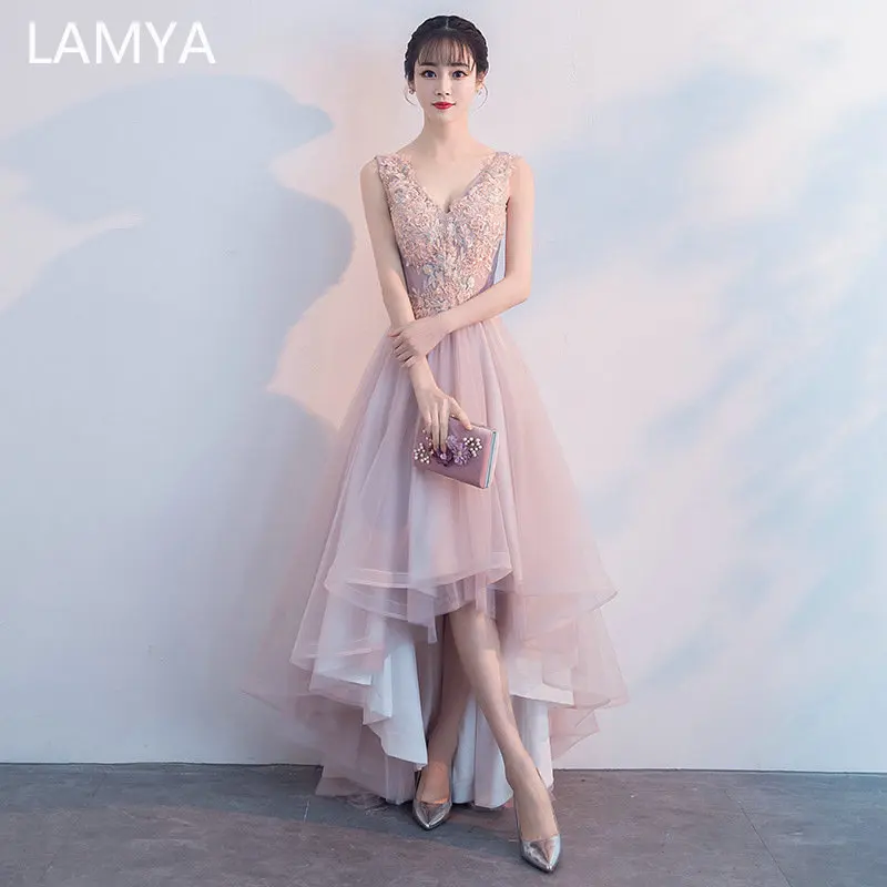 

LAMYA розовая аппликация спереди и сзади, длинный хвост, банкетное официальное платье для вечеринки, элегантное женское платье