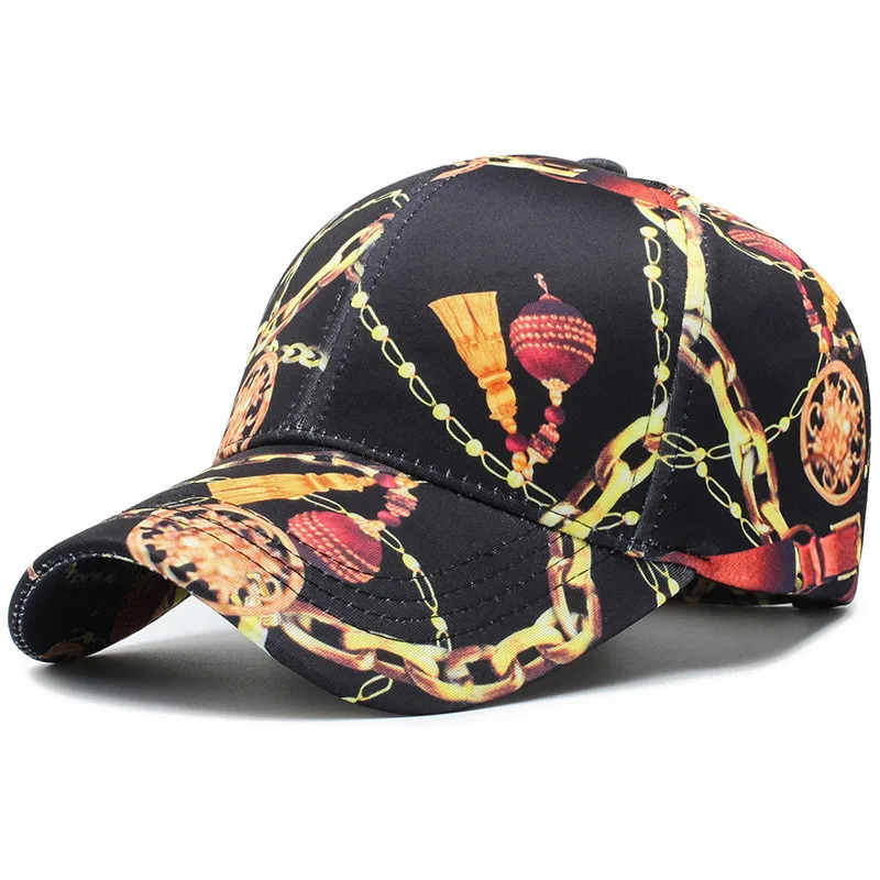 

New Tide Lantern Chain Print Cappellino Baseball Caps Women Men Cotton Fashion Outdoor Snapback Trucker Cap Black Gorras Hombre