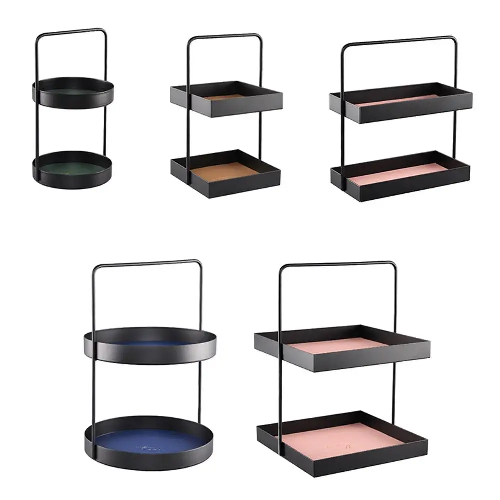 Роскошный двухслойный кожаный поднос для хранения в скандинавском стиле 5 стилей