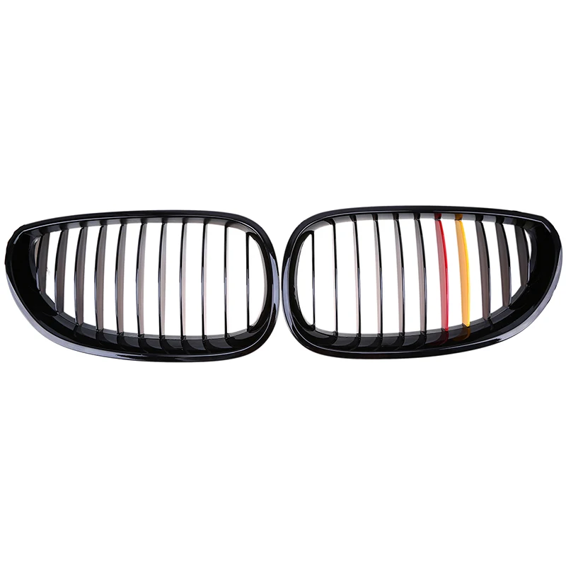 POSSBAY Racing Grille Gloss Black Red Yellow Germany Flap Grilles for BMW E60 Sedan E61 Touring 2003-2010 Front Center | Автомобили и