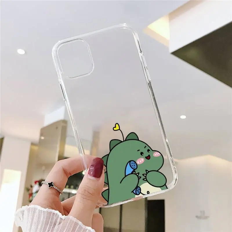 

Cute little dinosaur Phone Case Transparent soft For iphone 5 5s 5c se 6 6s 7 8 11 12 plus mini x xs xr pro max